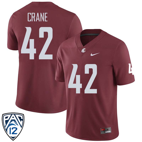 Men #42 Jack Crane Washington State Cougars College Football Jerseys Sale-Crimson